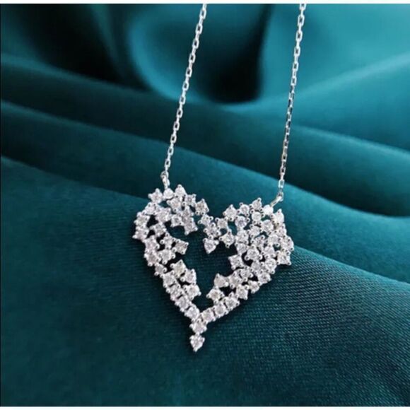 The Mosaic Of Love Cubic Zirconia Heart 925 pendant Necklace - Picture 1 of 4